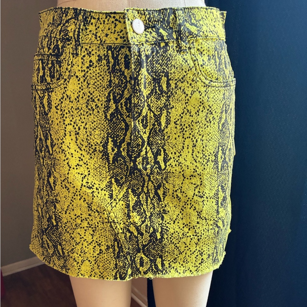 Yellow Snake Print Skirt